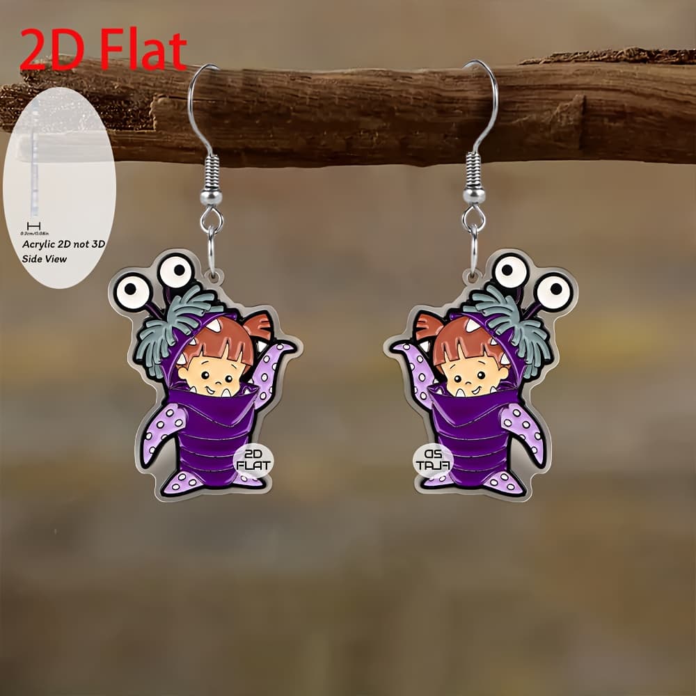 TEMU 2d Flat - Earrings Featuring 2d Flat Monster Costume Designs, Perfect For, Stylish Additions, Party Gifts, And Holiday Presents For