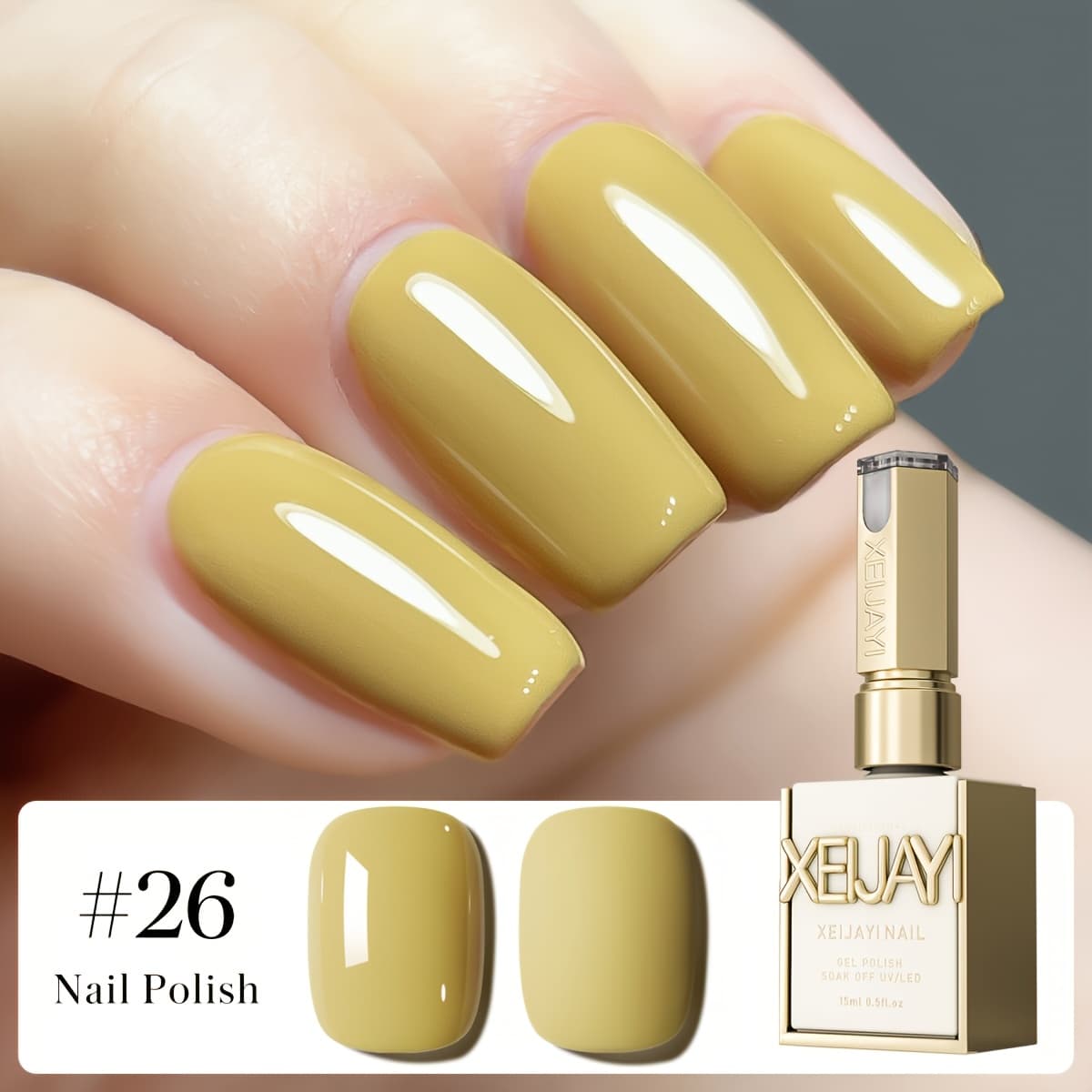TEMU Xeijayi Mustard Yellow Gel Nail Polish, 15ml - Durable, Pigmented, Free Of Alcohol, Compatible With /led For Home And, Nail Salon | | Alcohol-free Formula, Gel X Nail Products