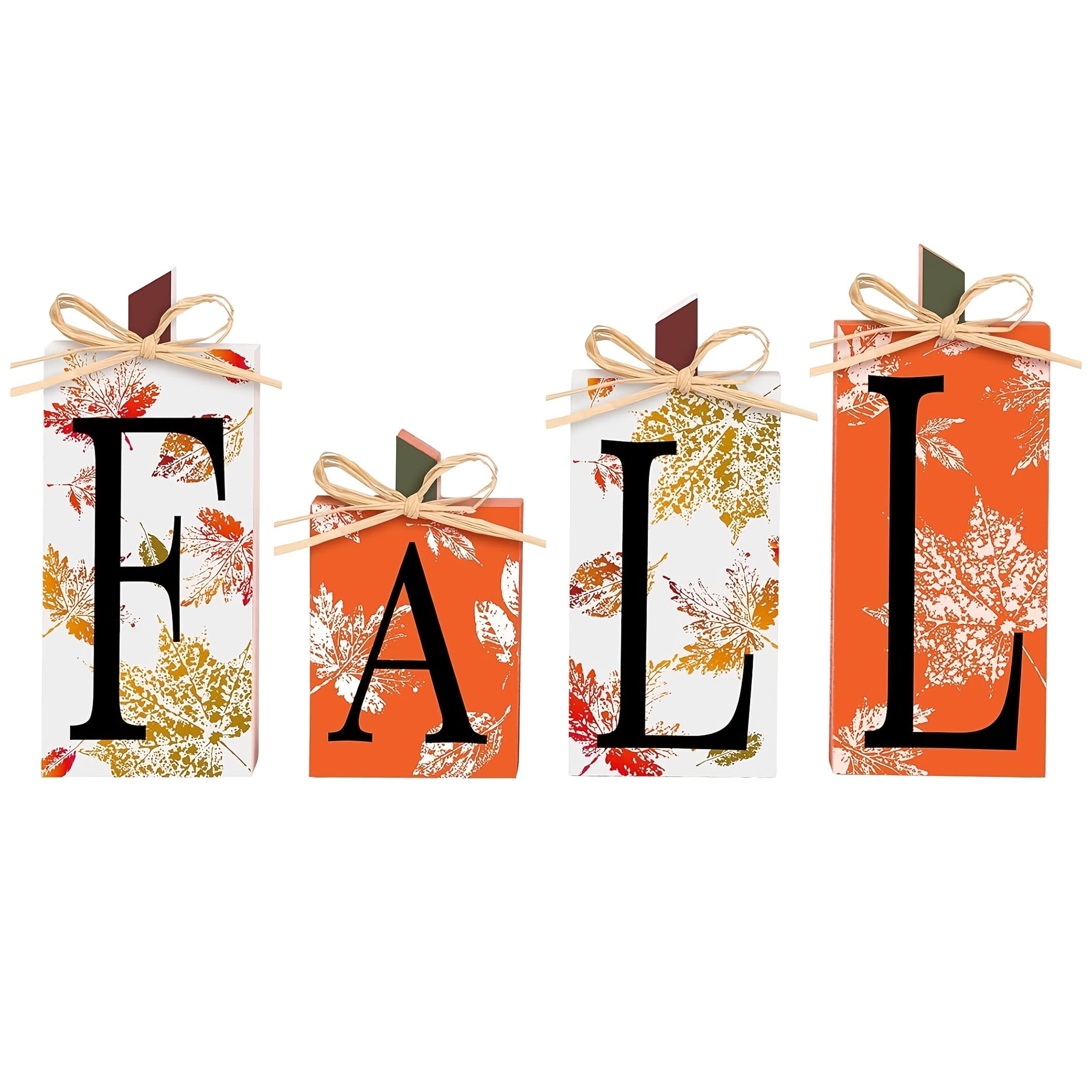 TEMU Set Of 4 Wooden Autumn-themed Signs For Centerpiece Decoration At Parties, Featuring Blocks With Letters Ideal For Country-style, Harvest Celebrations, Thanksgiving, Home Offices, And Indoor