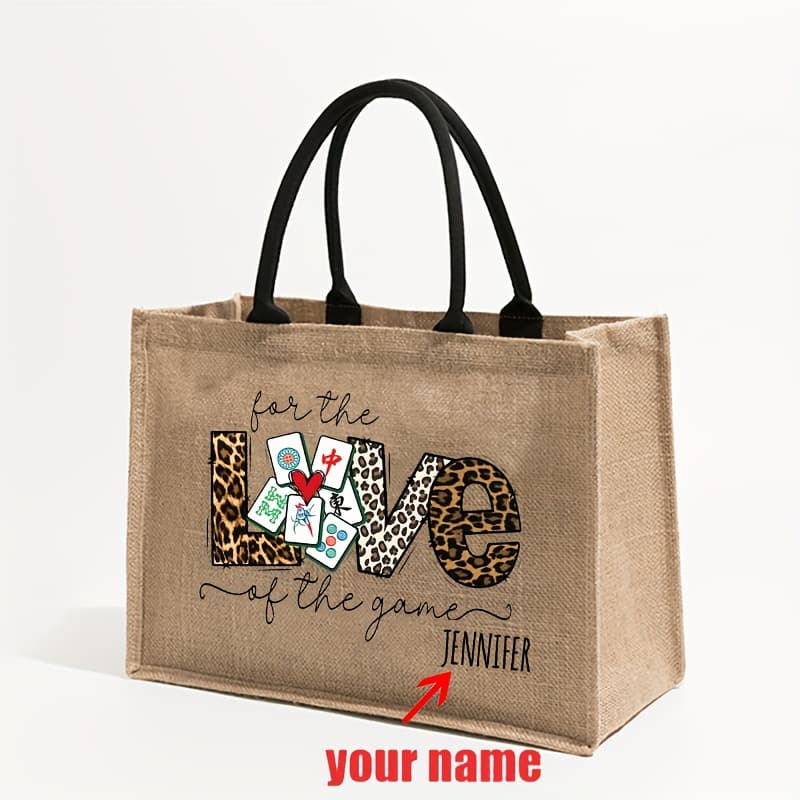 TEMU 1pc Personalized Pattern Shopping Large Personalized Beach Bag Tote Bag For Women Custom Gift For Mahjong Player