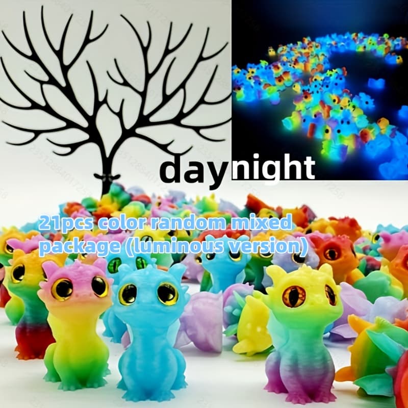 TEMU 20/21pcs 3d Printed Mini Dragon Decorations - Cute Home/office/car Decor | Universal | , Detailed Texture | Perfect For Halloween, Easter, Christmas, Father's/ & Birthday Parties Gifts