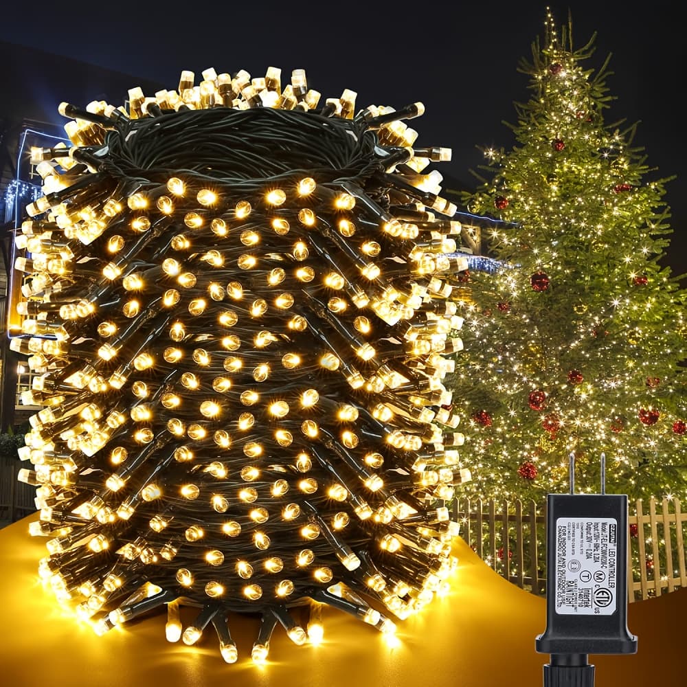 TEMU 181ft 500 Led Christmas 8 Indoor Outdoor Decorative Lights, Plug Wire Fairy String Lights For Christmas Tree Party Wedding Garden Decoration
