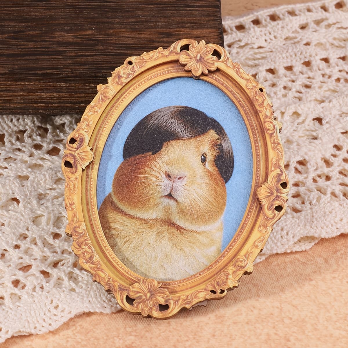 TEMU 1 Vintage Oval-shaped Refrigerator Magnet With Bunny With Bangs Design | Mini Frame Style, Fun Home Decor Accessory, Great Holiday Gift