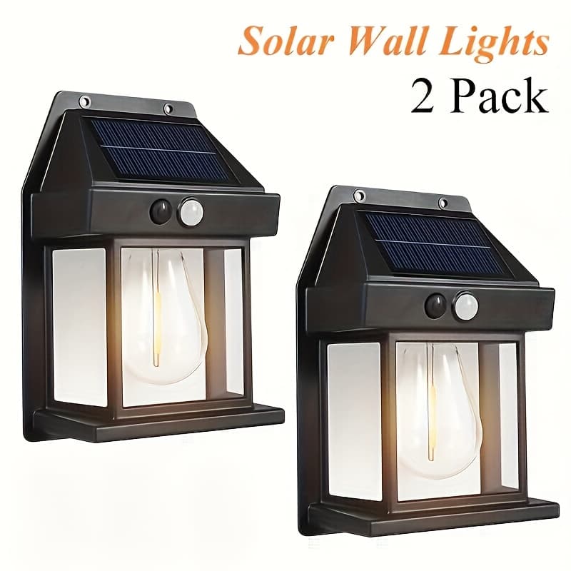 TEMU 2pcs, Solar Wall Lights, Outdoor Warm Wire Wall Lights, Intelligent Light-controlled Night Lights, Garden Decorative Street Lights, Porch, Garden And Villa Night Lighting,