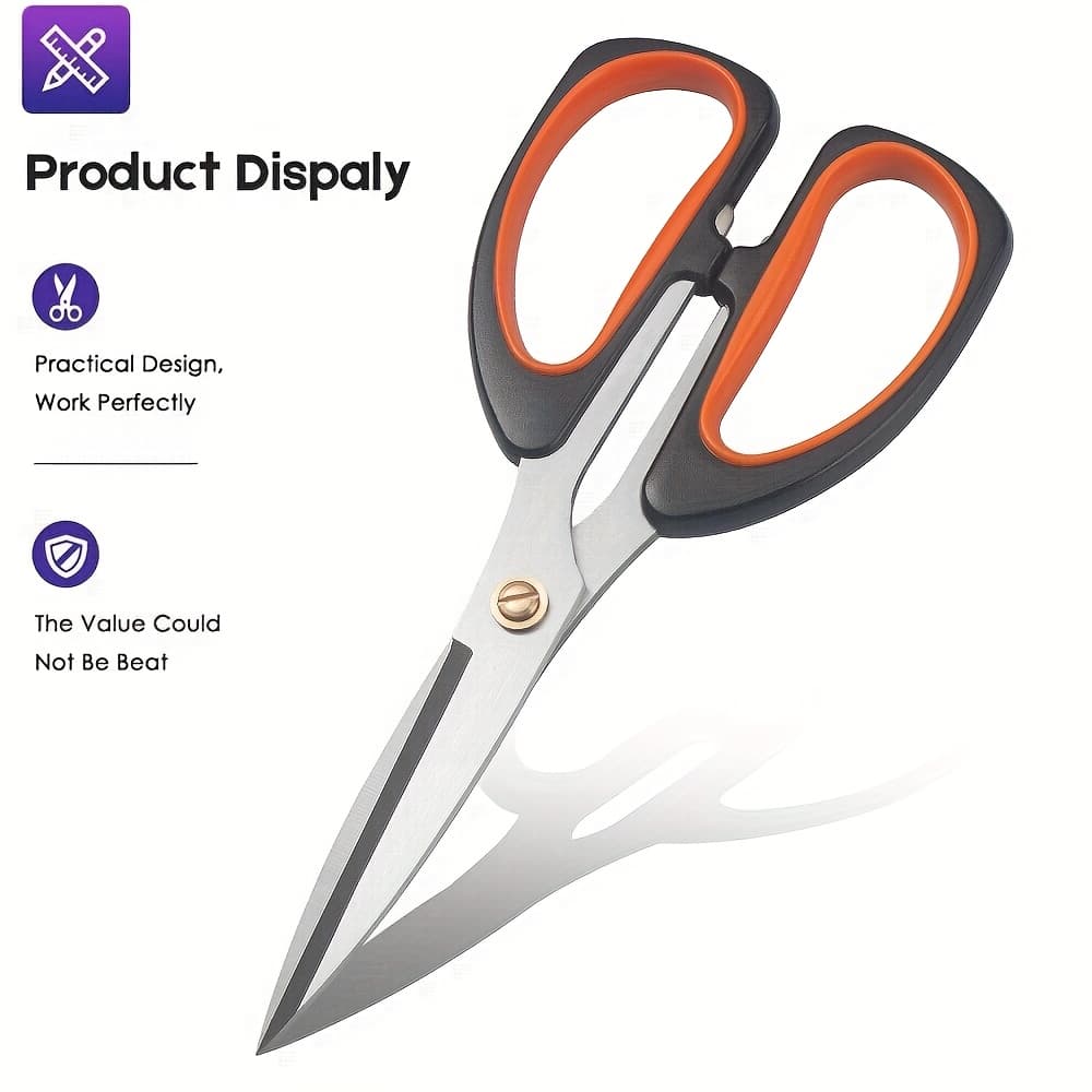 TEMU 7.8in Craft Scissors With Stainless Steel Blade With Practical Handle, All Purpose Office Scissors For Cutting Shears For Paper Fabric