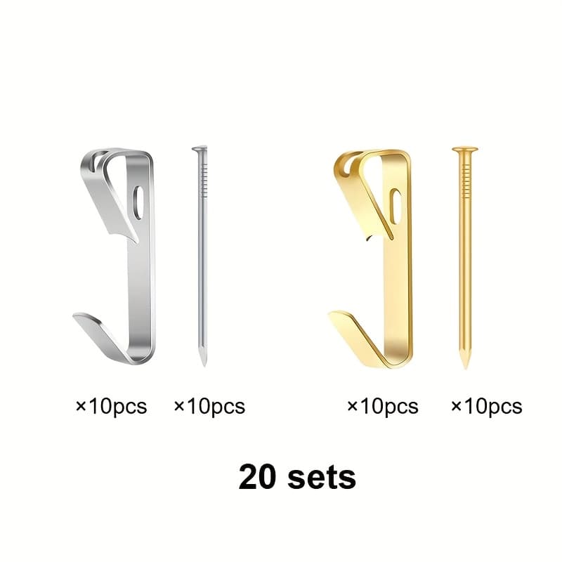 TEMU 20 Sets Mixed Color Picture Hook Kit - Multi Purpose Picture Hook Kit - Drywall Wooden Wall Picture Hanging Nail