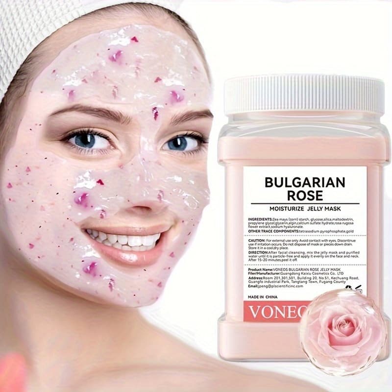 TEMU 300g/10.58oz Hydrating & Firming Bulgarian Rose Jelly Mask Powder - Enriched With Hyaluronic Acid, Pectin, And Rose Extract.- Autumn/winter Skincare, Christmas Gift.