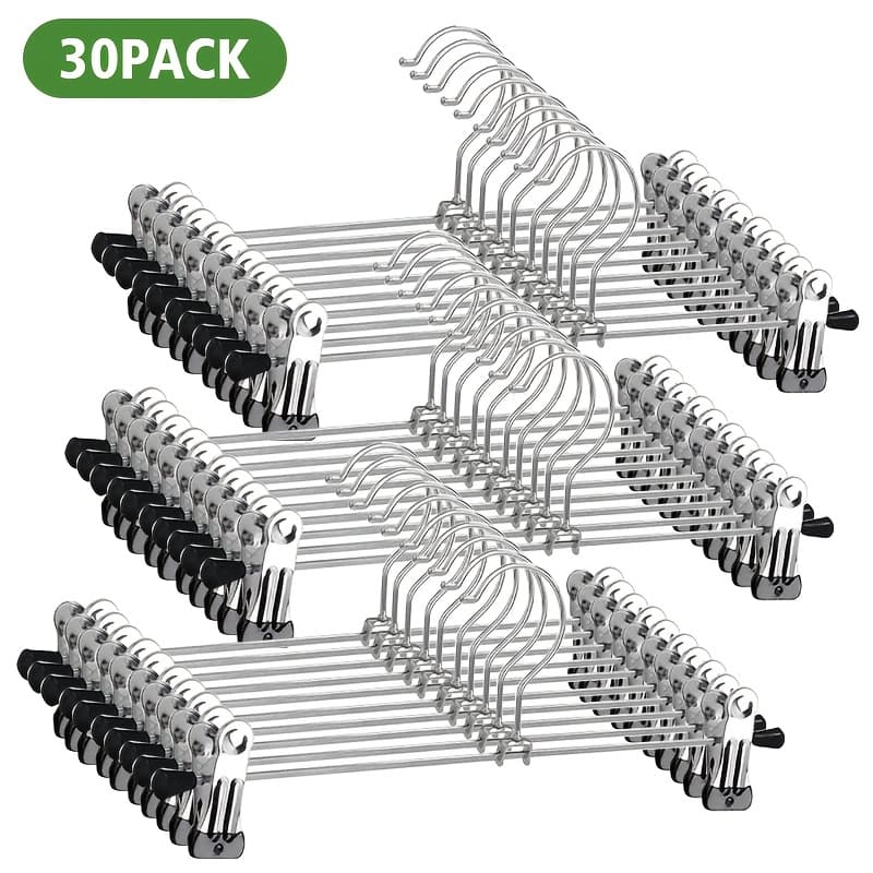TEMU Pants Hangers 30pack Skirt Hangers With Clips Pants Hangers For Women Trouser Hangers Clips Hangers For Pants Slack Clothes Hangers With Clips