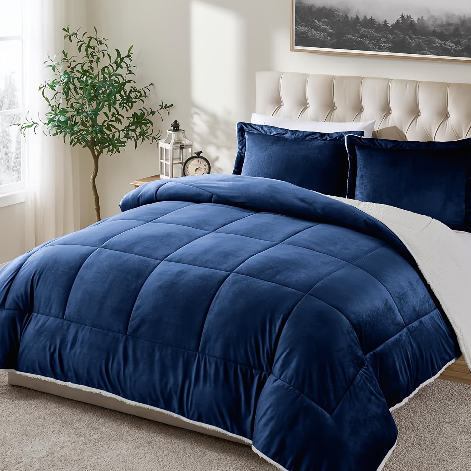 TEMU 2/3 Pc Sherpa Fleece Blanket For Sofa And Bed, Extra Thick Plush Microfiber, Lightweight Reversible Soft Cozy Warm Blanket, Single Double Bed Size