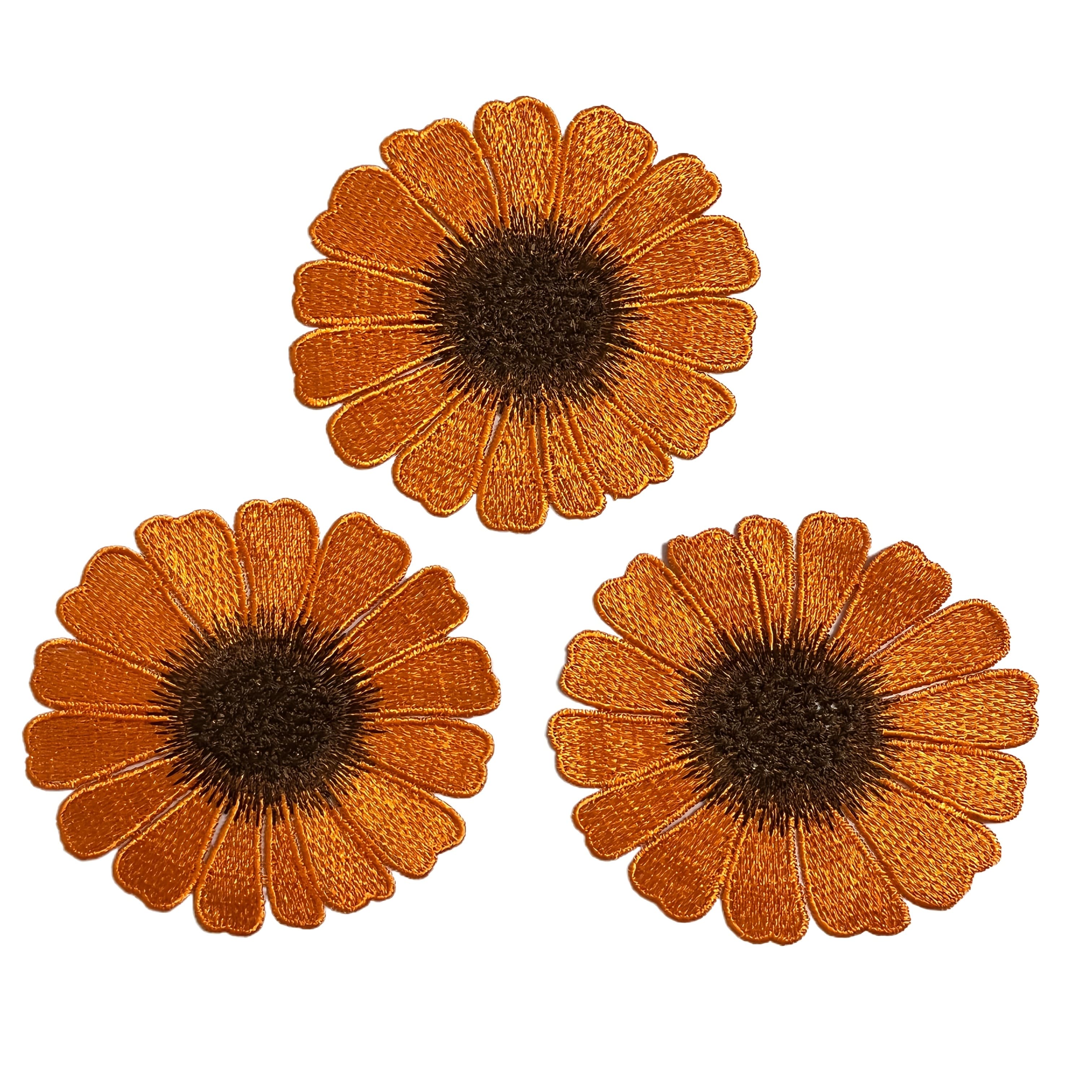 TEMU 3pcs Orange Embroidered Patches, Fashionable Trendy Patches, Clothing Decorative Patches, Cheongsam Accessory Patches, Suitable For Clothing And Crafts