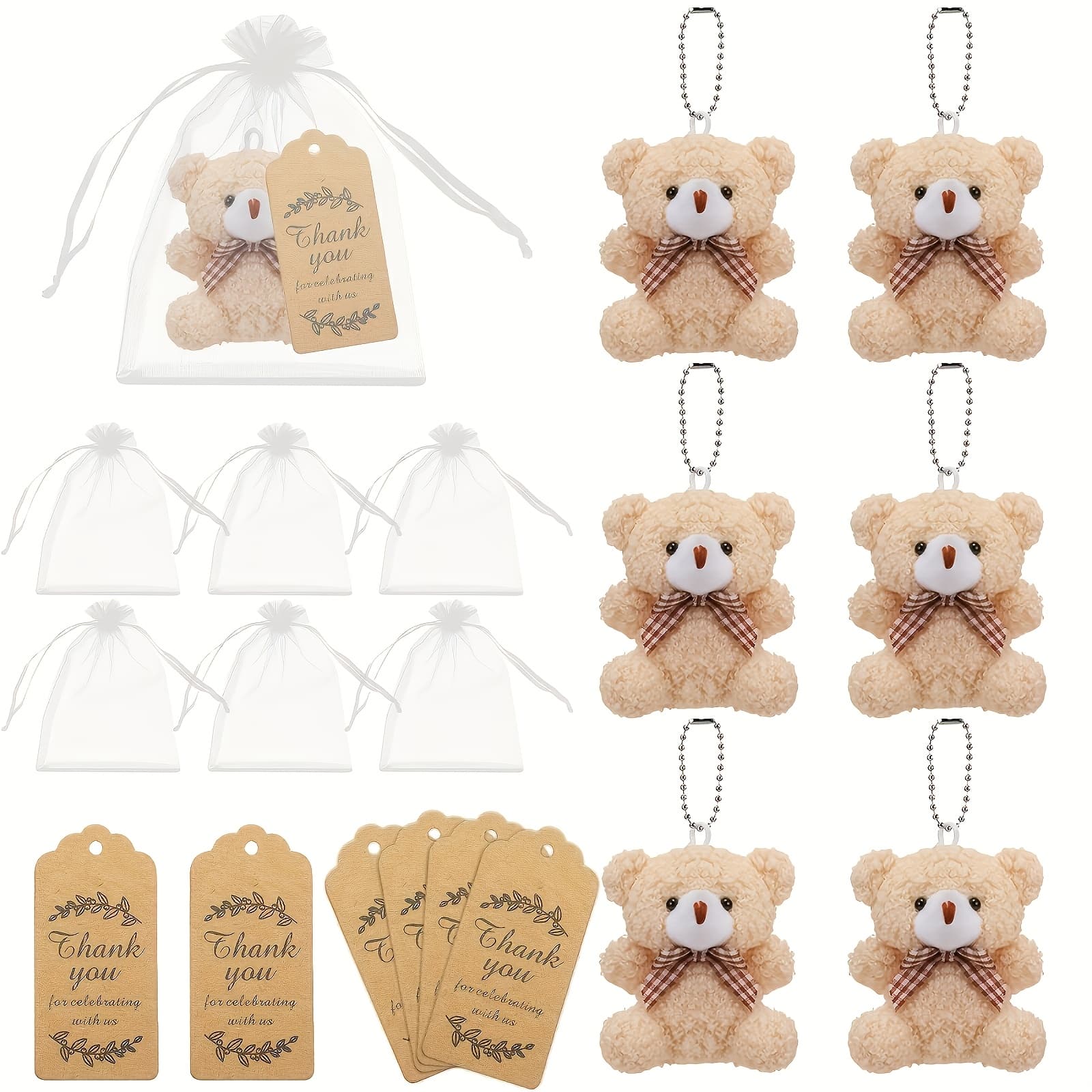 TEMU 18pcs Teddy Gift With , Cards & Organza Bags | Adorable Teddy Suitable For Wedding Shower, Birthday Party Favors, Shower, First Day Of School - Teddy For Adults &