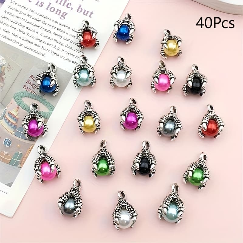 TEMU 40pcs/pack Dragon Claw With Ball Charms Eagle's Claws Pendant For Diy Necklace Bracelets Earrings Jewelry Making