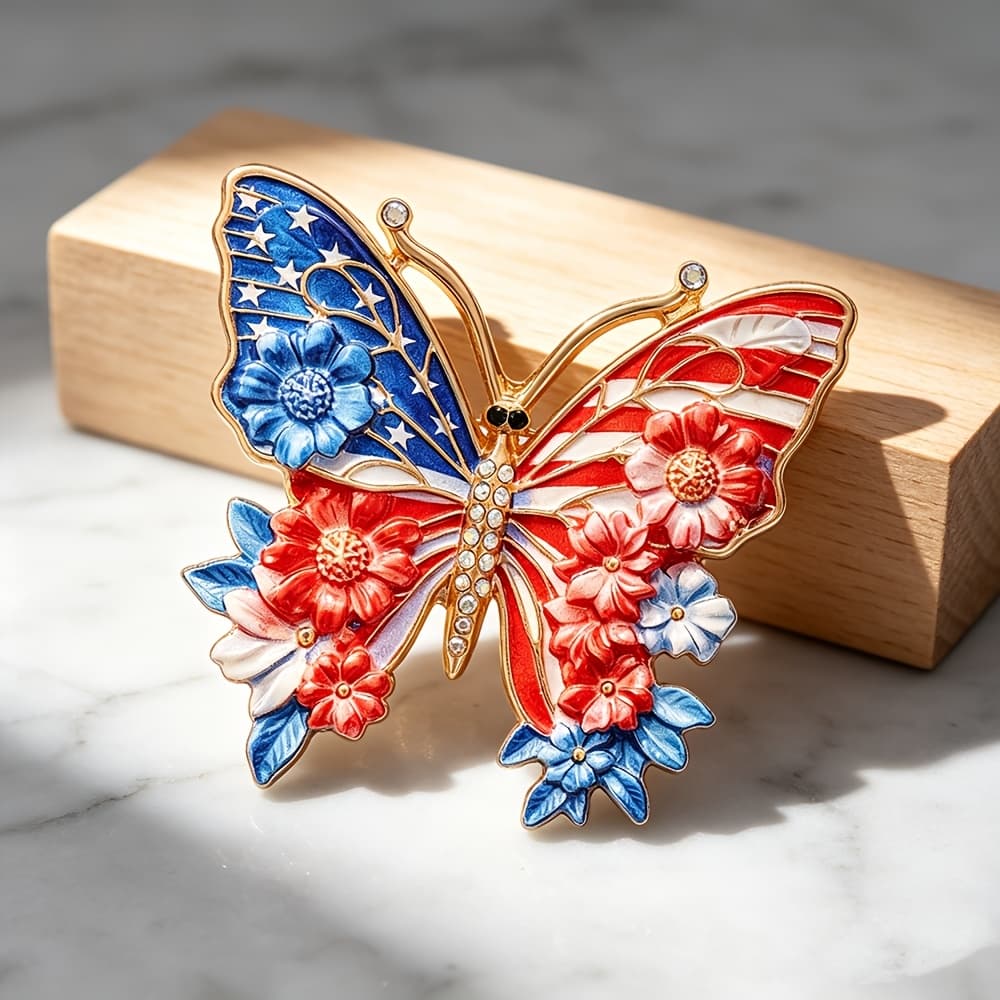 TEMU American Enamel Brooch, Sparkling Pin, Patriotic Theme Day Fashion Accessory Suitable For 250th Anniversary