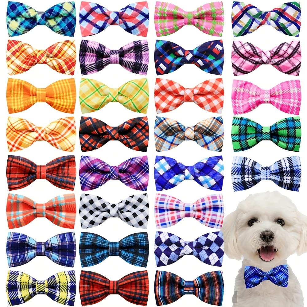 TEMU 5pcs Blue Collars With Removable Bow Ties - Elastic Closure, Durable Grooming Collars, Cute Patterns ( Style, Not Color) For Puppies Kittens, & Stylish Pet For Dogs Cats