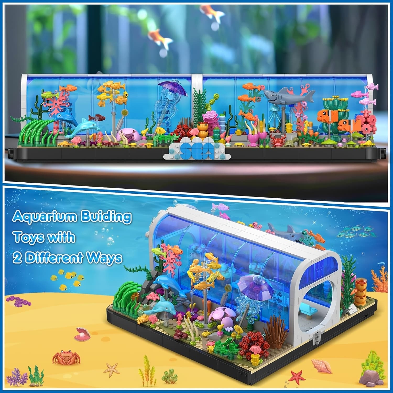 TEMU 1316pcs Aquarium Building Block Sets - 2 Styles Building Toy For Adults, Home Decoration Valentine's Day Gift For Adults Him
