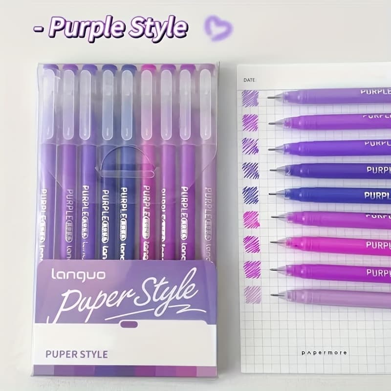 TEMU 9-color Set Of Colored Gel Pens, Neutral Drawing Pens, 0.5mm Ultra-, Quick-drying, Waterproof, Easy To Grip - Suitable For Students And Artists.