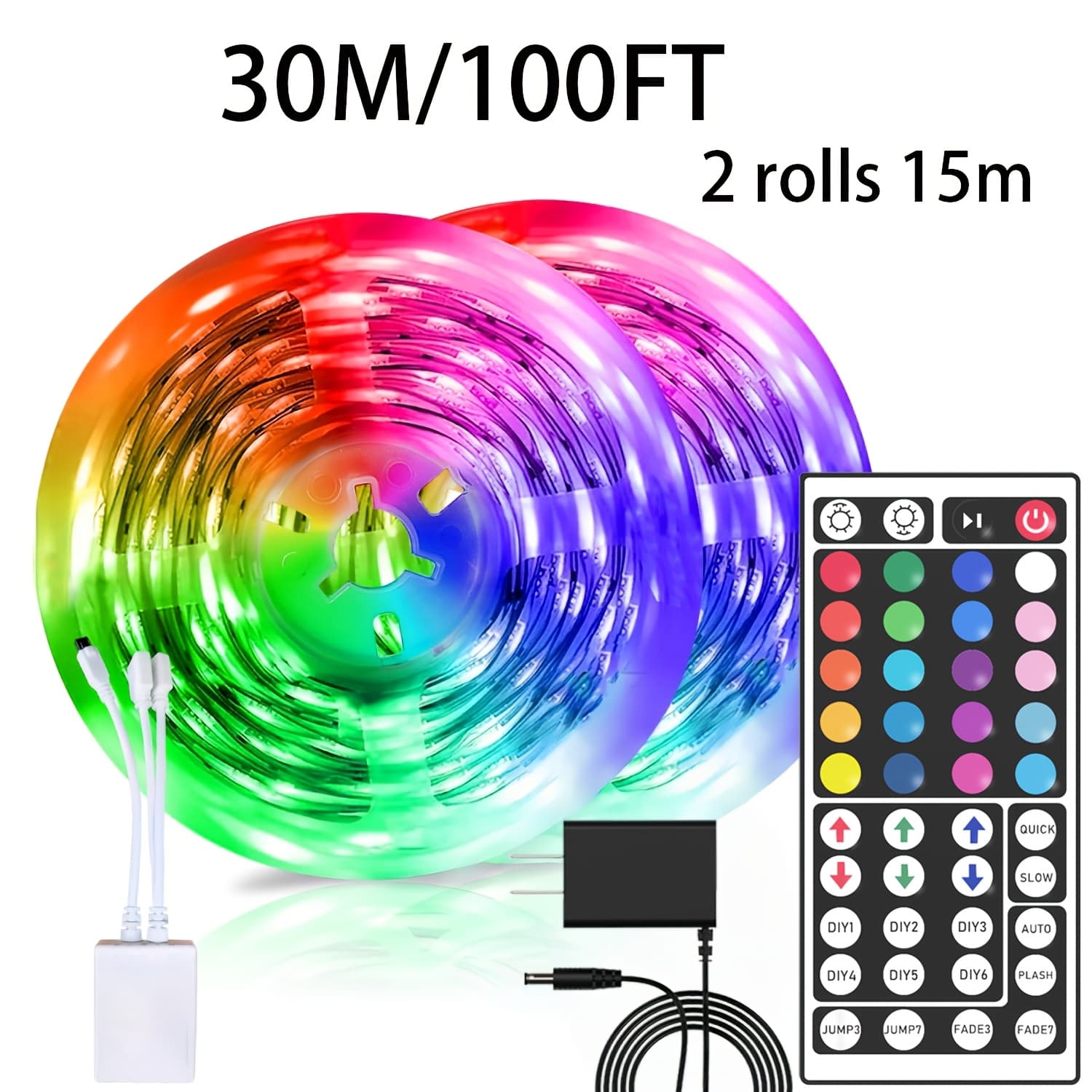 TEMU Smart Rgb Strip Light, Bedroom Lighting Led Light, Remote Control, Dimming, Flashing, Jumping And Dly, For Indoor Tv Backlight, Living Room, Stairs, Halloween, Christmas Party And Wedding Decor