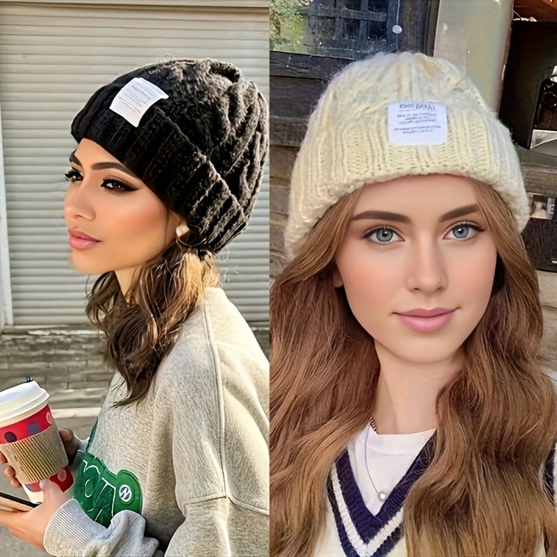 TEMU 2 Winter , Candy-colored, With Fried Dough Twists, Designed For , Loose Fit, Suitable For Outdoor Use, Providing Ear Protection, Cold Resistance, And Heat For Street Wear