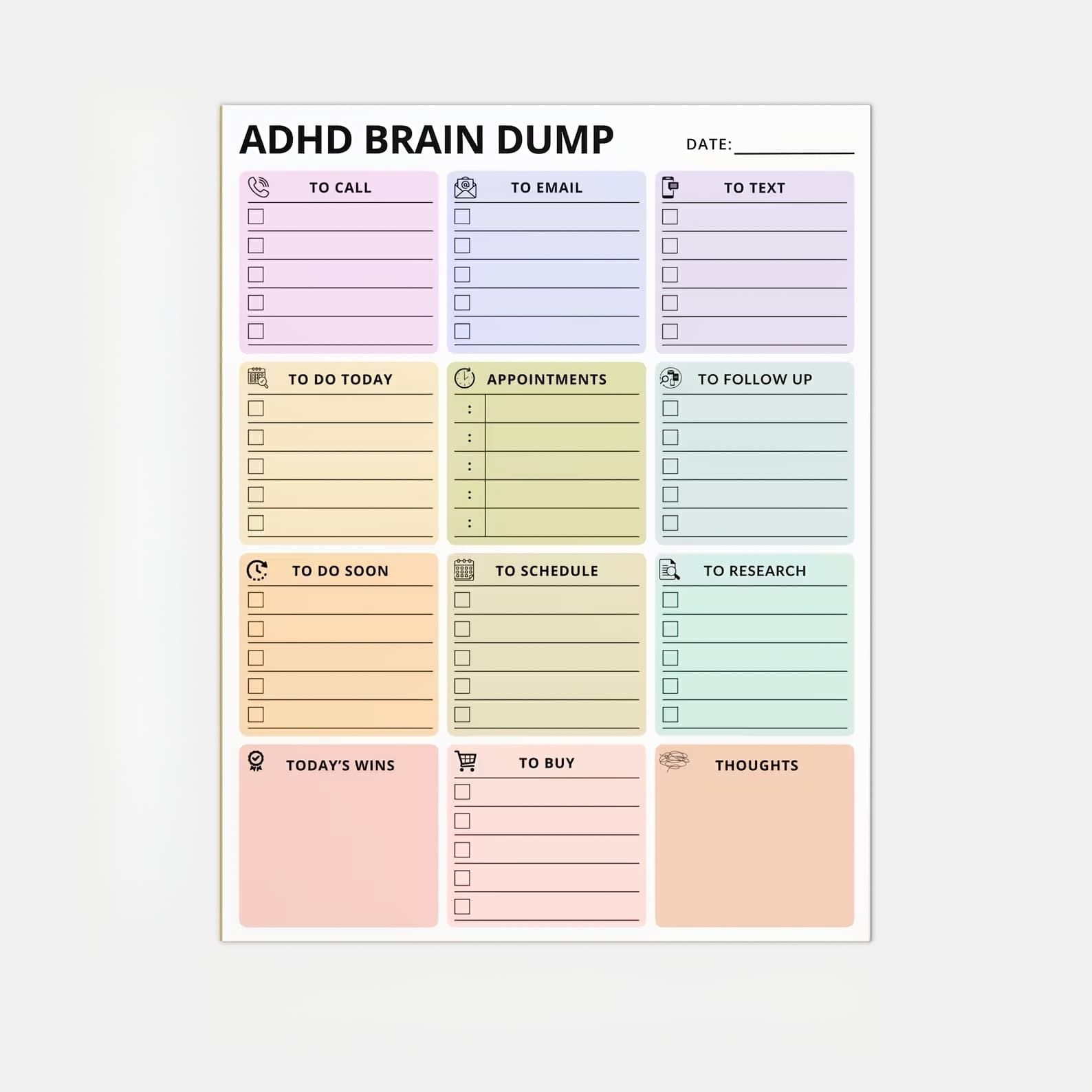 TEMU 1pc 50 Sheets Tear-off Planner/macaron-colored Brainstorming Organizer/ Planner/task Classification Planner/suitable For Self-planners, Planners, Personal Organizers