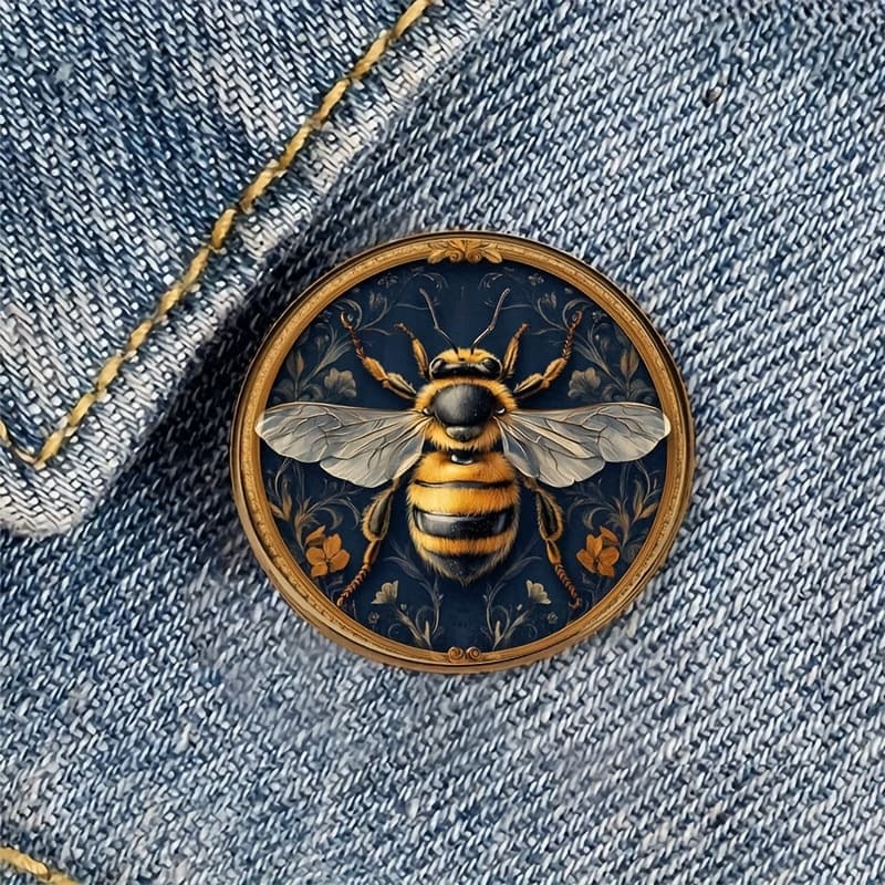 TEMU 1pc Of Golden Resin Round Brooch Badge Suitable For Backpacks, Hats, Clothing, Shoes, And Boots - A Long-lasting Stylish Accessory