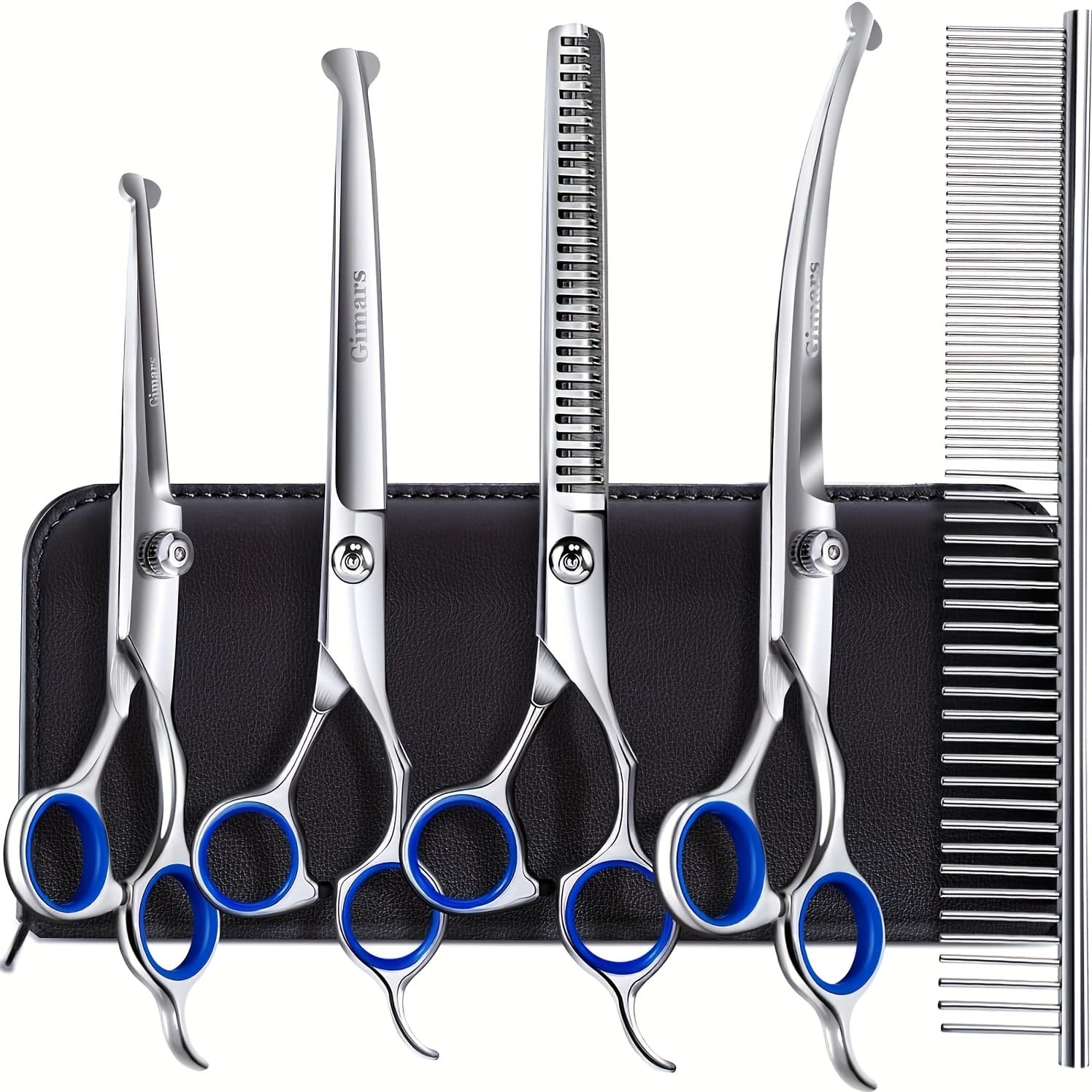 TEMU Titanium Coated Professional 6in 1 4cr Stainless Grooming Scissors With Safety Round Tip, Heavy Duty Pet Grooming Scissor For Dogs, Cats And Other Animals