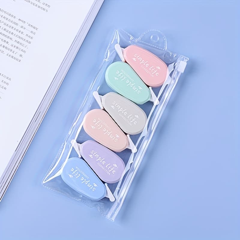 TEMU 6pcs Spring Bestsellers-white Out Correction Tape, Easy-to-use, Cute Whiteout Smearer For Instant Correction Of , For Home, Office, School Supplies-cheap Items-back To School