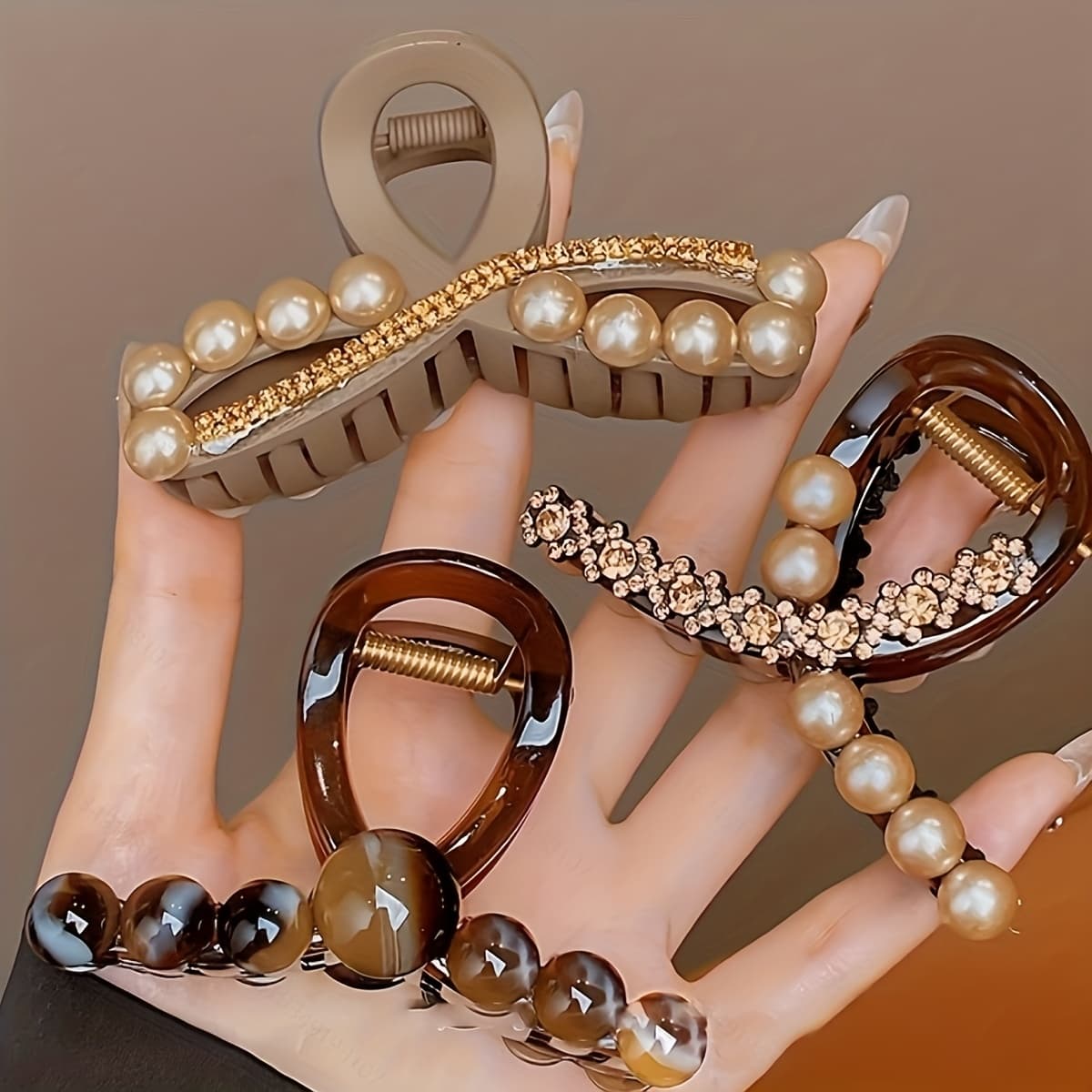 TEMU 3pcs Premium Medium Grab Clip, Female, Shark Clip , Temperament, Light Luxury Headgear, Fit, Everyday And
