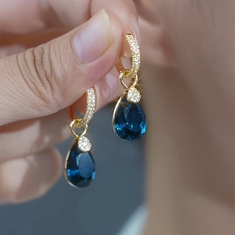 TEMU 1 Pair Of French Luxury Temperament Easy And Versatile Droplet Shaped Pendant Earrings Suitable For Women' Party And Wedding Matching-valentine's Day, , Thanksgiving, Gifts For , , Mothers