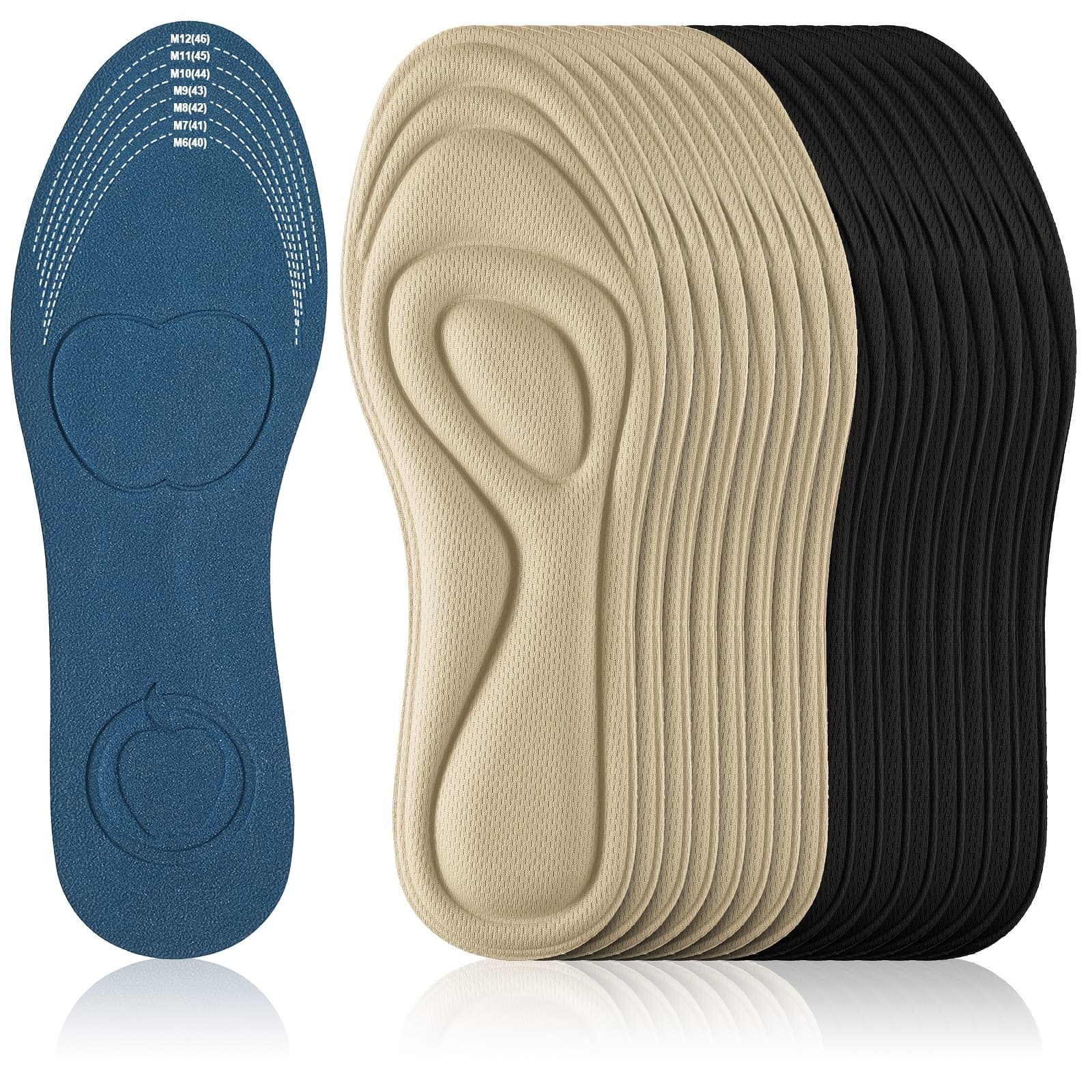 TEMU 8 Pairs 3d Shoe Insoles Inserts Women Men, Sponge Insoles Replacement Innersoles Cushioning Work Boot Replacement Shoe Inserts(, Shoe Size 6-11)