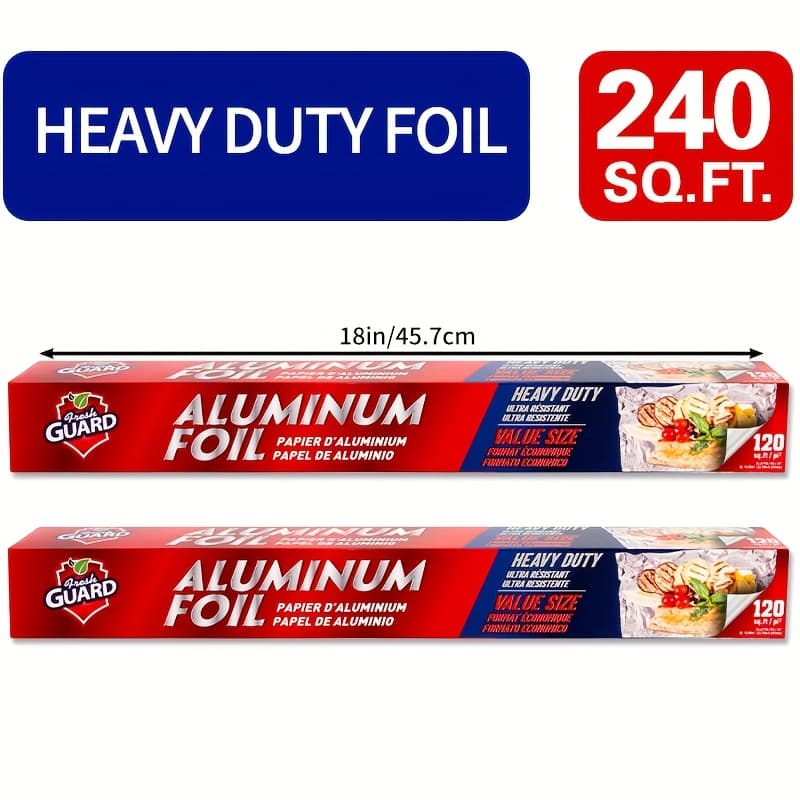 TEMU Heavy Duty Aluminum Foil Roll, Total 180/240 , 18 Inch Width, For Restaurant Use, Disposable Food Wrapping For , , And Sandwiches