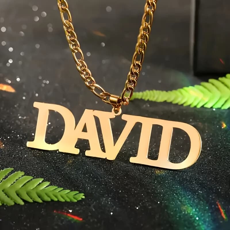 TEMU Custom 18k Gold Plated 304 304 304 304 Stainless Steel Name Necklace Personalized Name Pendant Necklace, Men's Name Necklace, Fashion Hop Pendant Necklace, Custom Jewelry Gift Christmas Gift