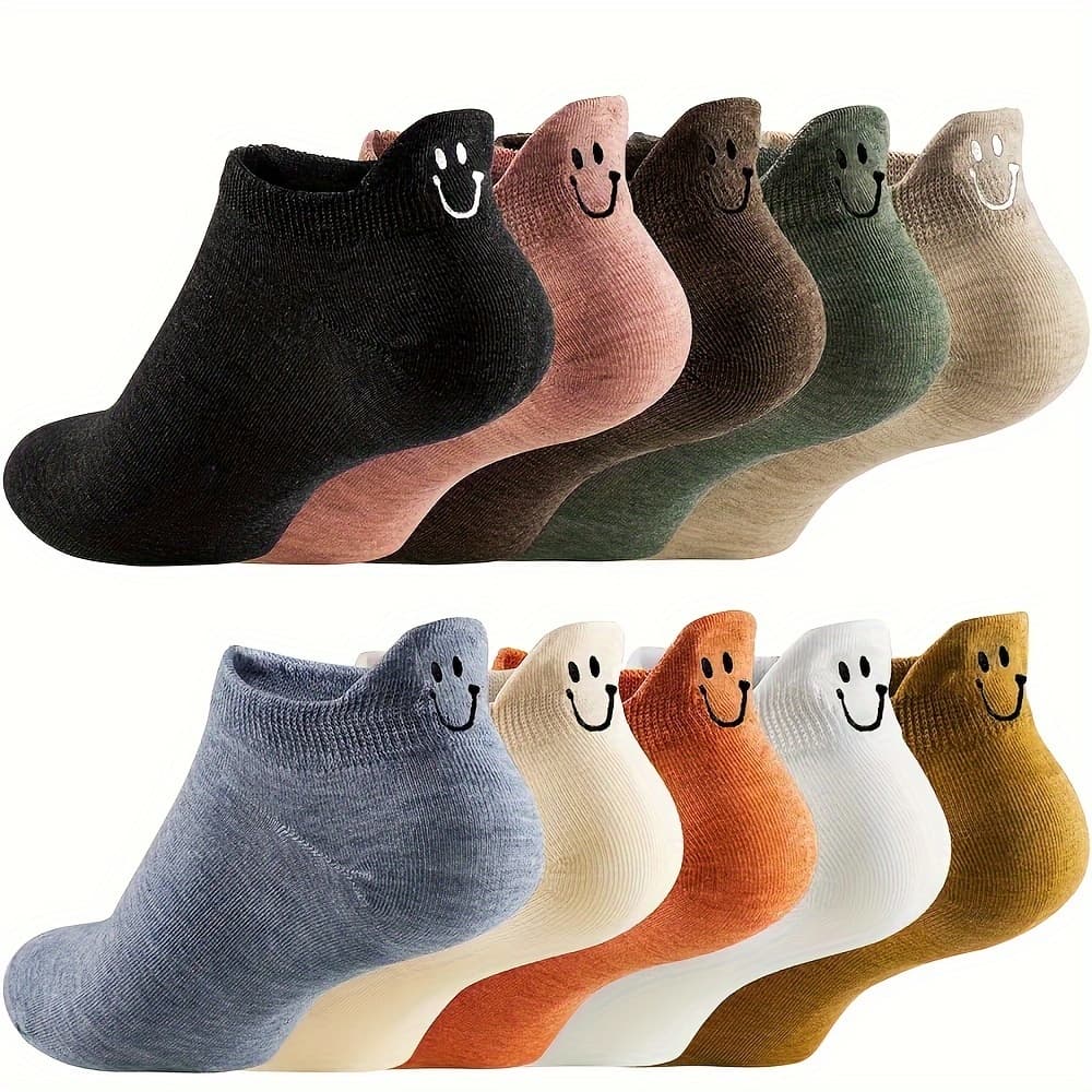 TEMU 10 Pairs Women's Ankle Socks - Low-cut Suitable For Uniforms, 10 Color , Hand Washable Comfy Sock Stockings For Casual Attire, Hosiery (no Dryer)