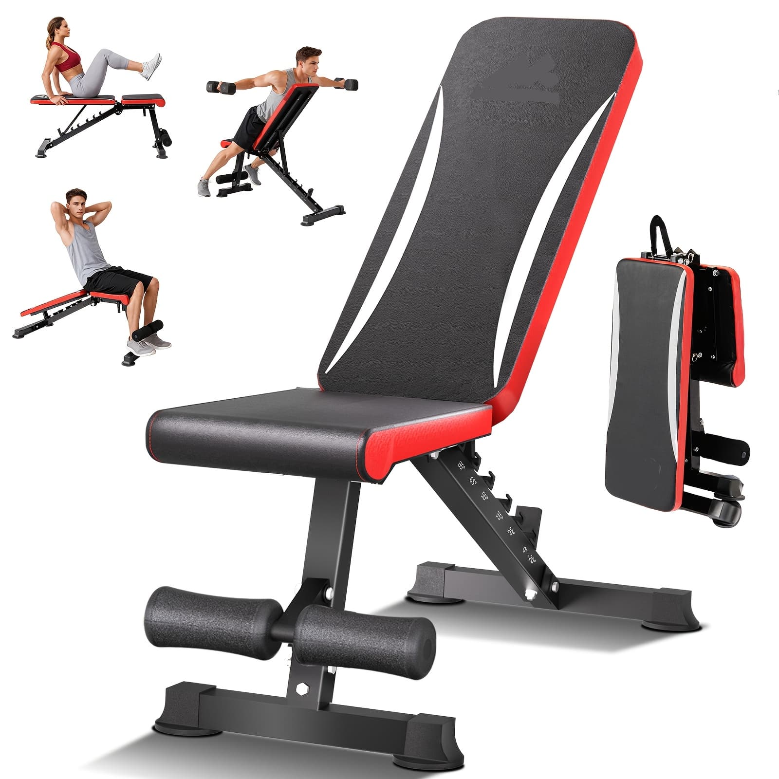 TEMU Foldable 900 Lbs Weight Bench For Home Gym, Adjustable Weight Bench For Exercise, Portable Workout Bench With 7 Adjustable Backrest For Full Body Workout