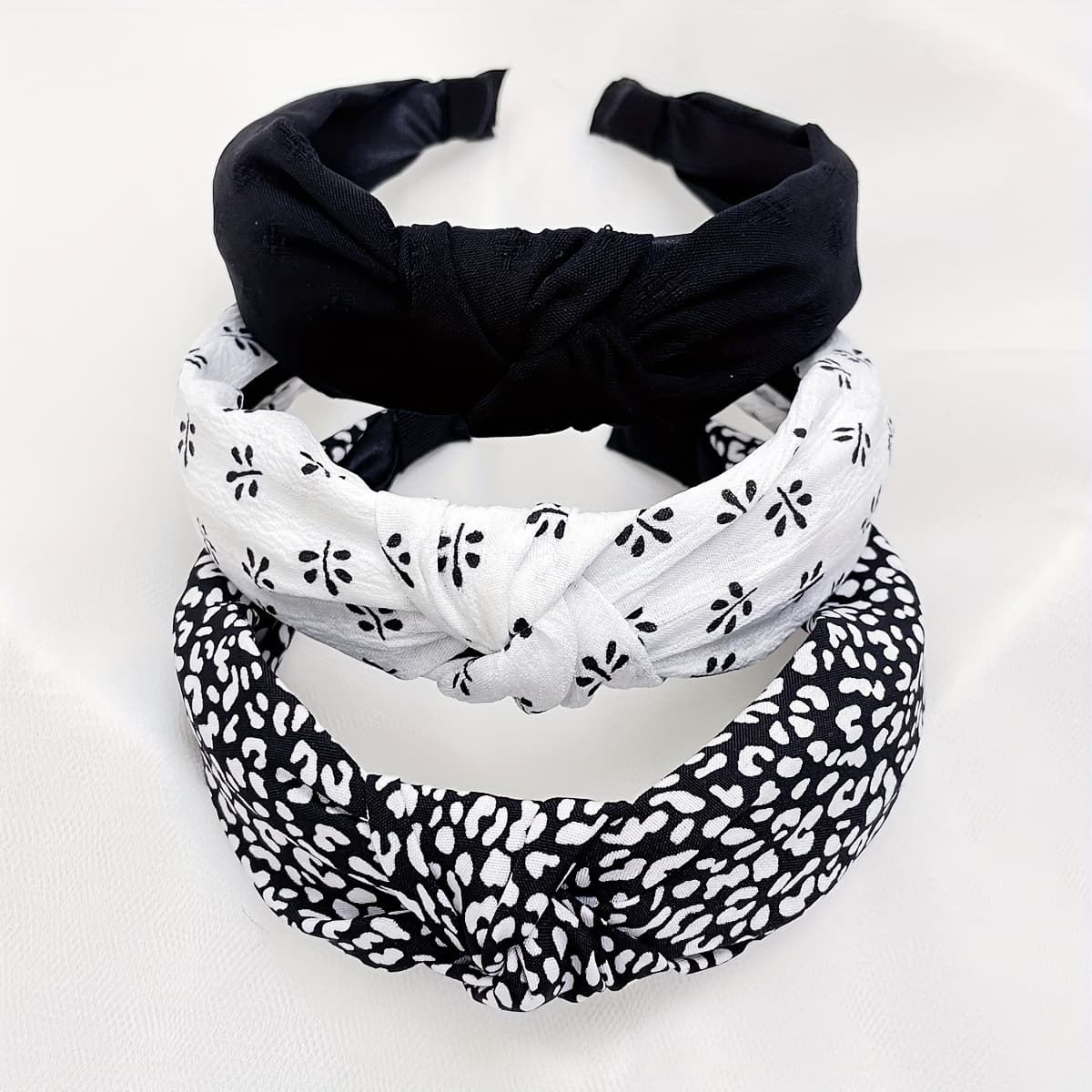 TEMU 3pcs Elegant Wide Brimmed Head Bands Trendy Knotted Hair Hoops Stylish Hair Accessories For Women And Daily Use