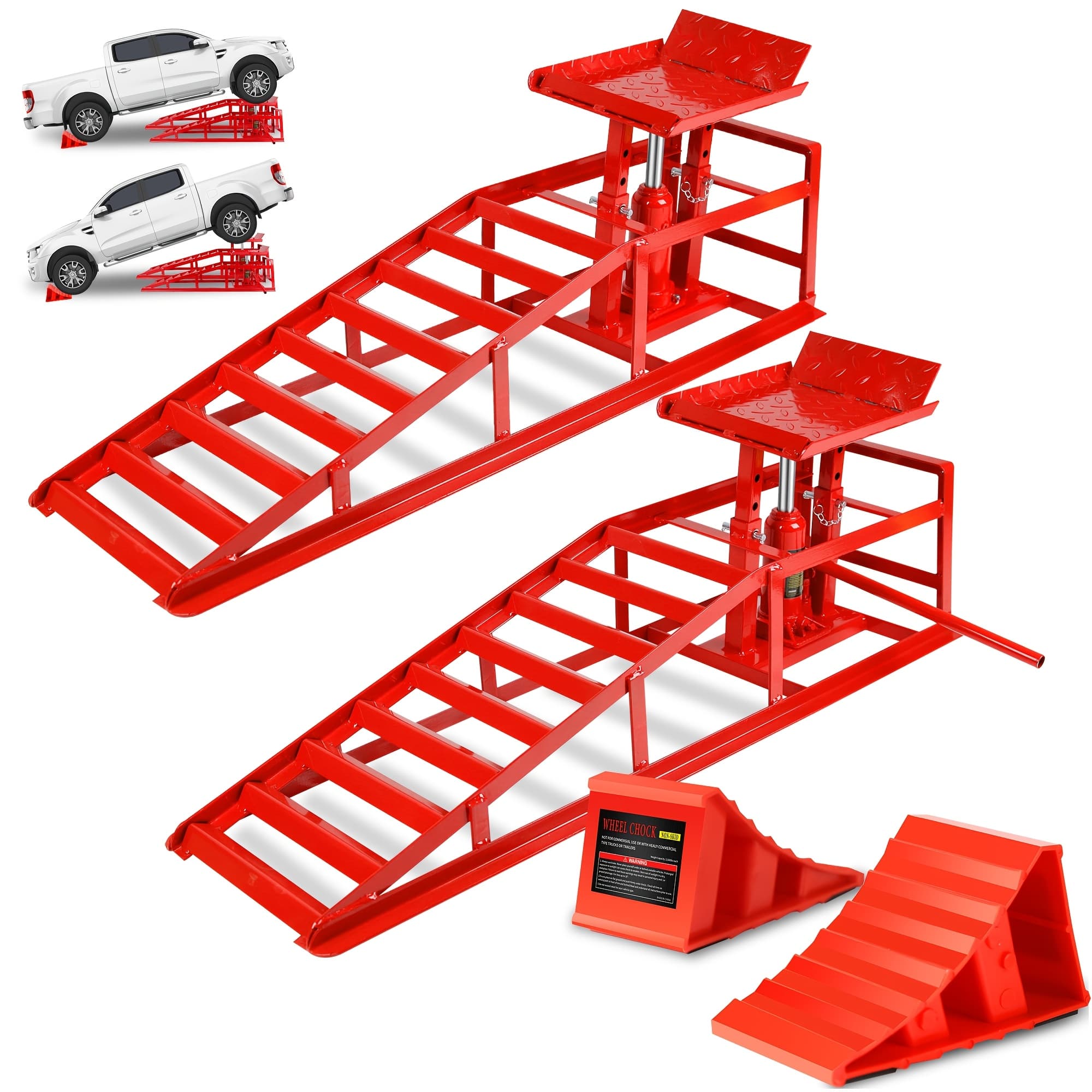 TEMU 2pcs Hydraulic Car Ramps 5t, Low Profile Truck Lift Service Ramps For Oil , Truck Trailer Garage, For Home Garage, Vehicle Repair