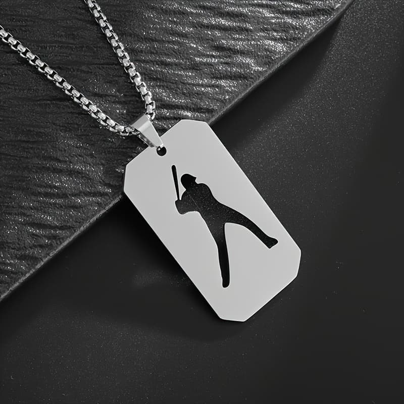 TEMU A New Unisex Baseball Star Square Pendant Necklace, A Stylish Sports-themed Jewelry Gift