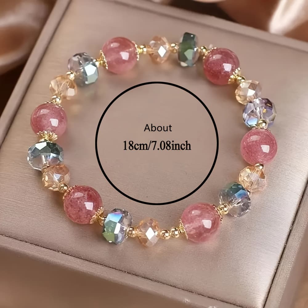 TEMU Beaded Bracelet With Inspiration: Vibrant Pink Glaze, Vintage