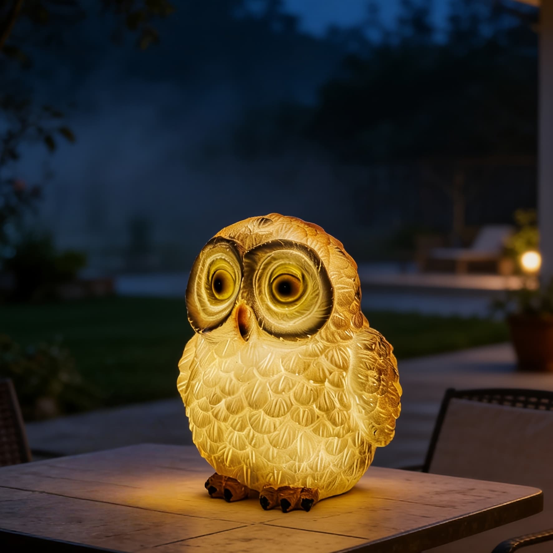 TEMU Solar Owl Garden Statue Light, Resin Outdoor Figurine, Led Landscape Lighting For Patio Yard Lawn Pathway Decor