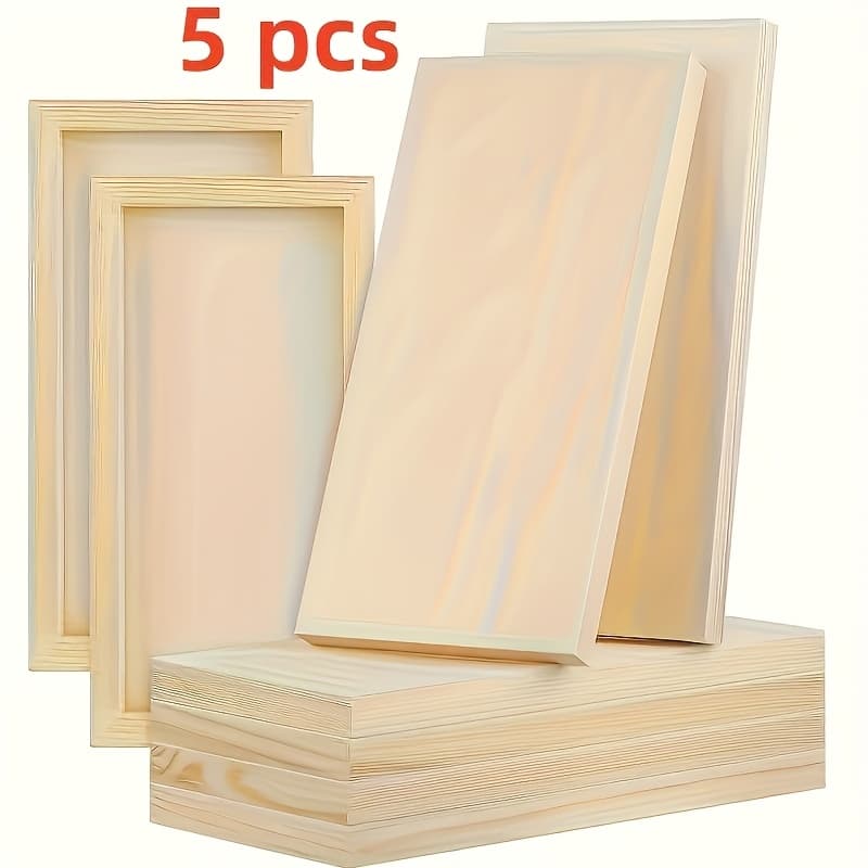 TEMU 5pcs Blank Wooden , Wooden 3d Picture Frame, Diy Hand-made Wooden Picture Frame, Suitable For Artists To Use