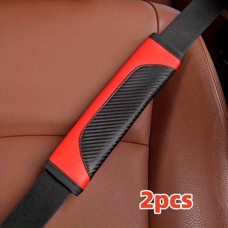 TEMU 2pcs Car Seat Belt Shoulder Protectors - Leather, Fits All Models & Outdoor Backpacks