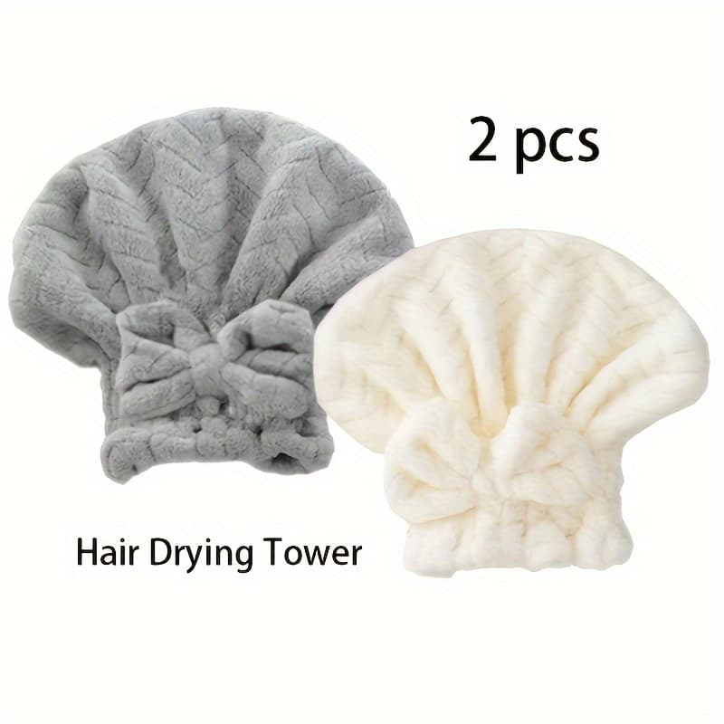 TEMU Hair Drying Towels Head Wrap With Bow-knot Shower Hair Turban Hairwrap Bath For Curly Long & Wet Hair Gift For Women Hair Towel Wrap For Women 2pack