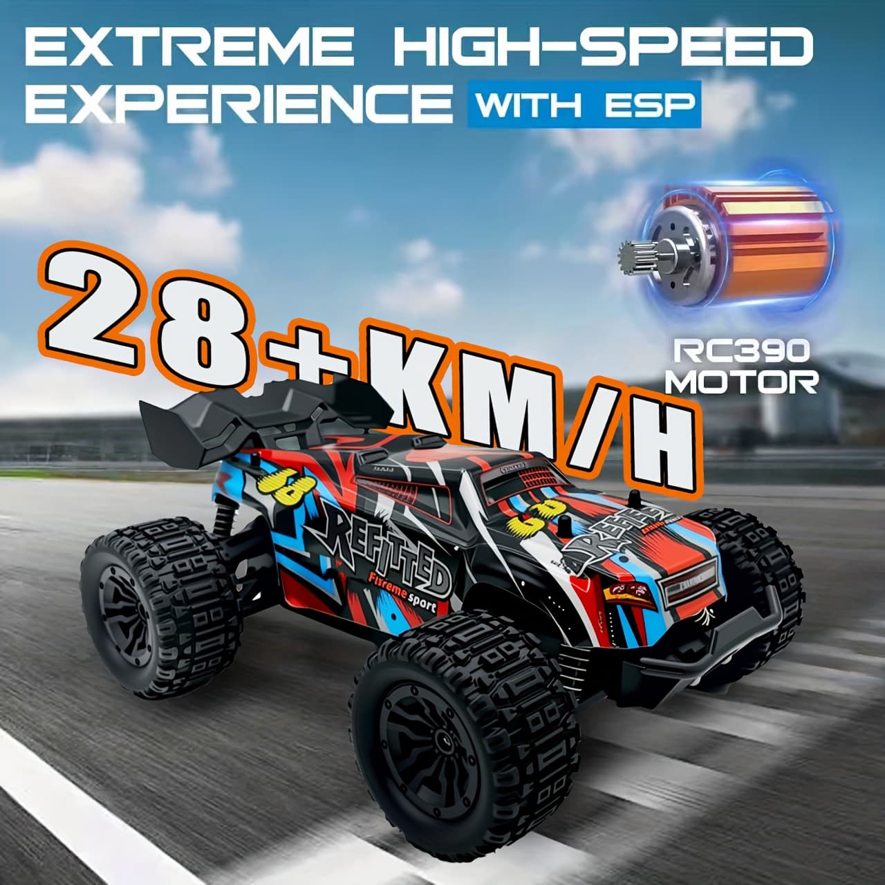 TEMU Remote-controlled Off-road Car 28km/h, Cool Toy Car, 2.4ghz Remote Control, Impact-resistant And Anti-drop Material, Boys' Toy, Suitable Christmas Gift