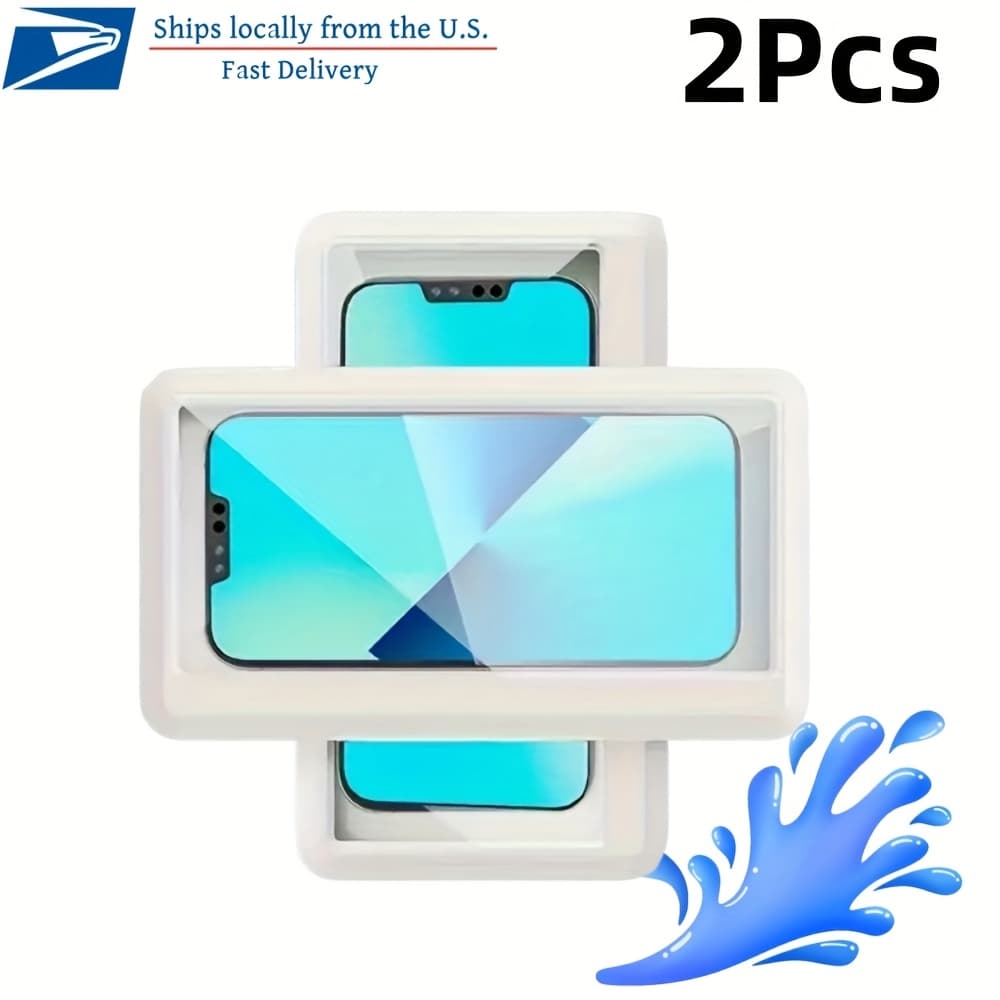 TEMU 2pcs Upgraded Detachable 360° Rotating Phone Holder, Wall Mount Splash Proof Phone Stand For Bathroom Kitchen Bedroom, Anti-slip Universal Mobile Phone Bracket