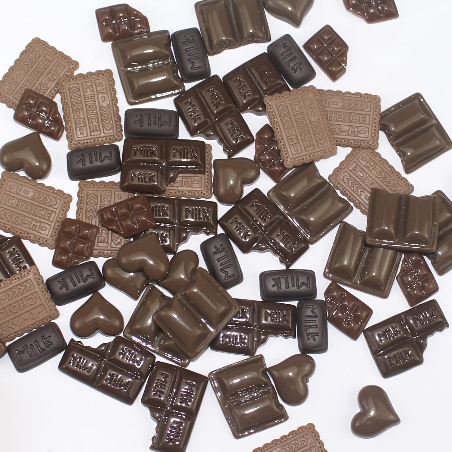 TEMU 100pcs Simulation Chocolate Resin Flaback Cabochon Slime Charms Resin Chocolate Slime Beads Fake Resin Chocolate Candy For Craft