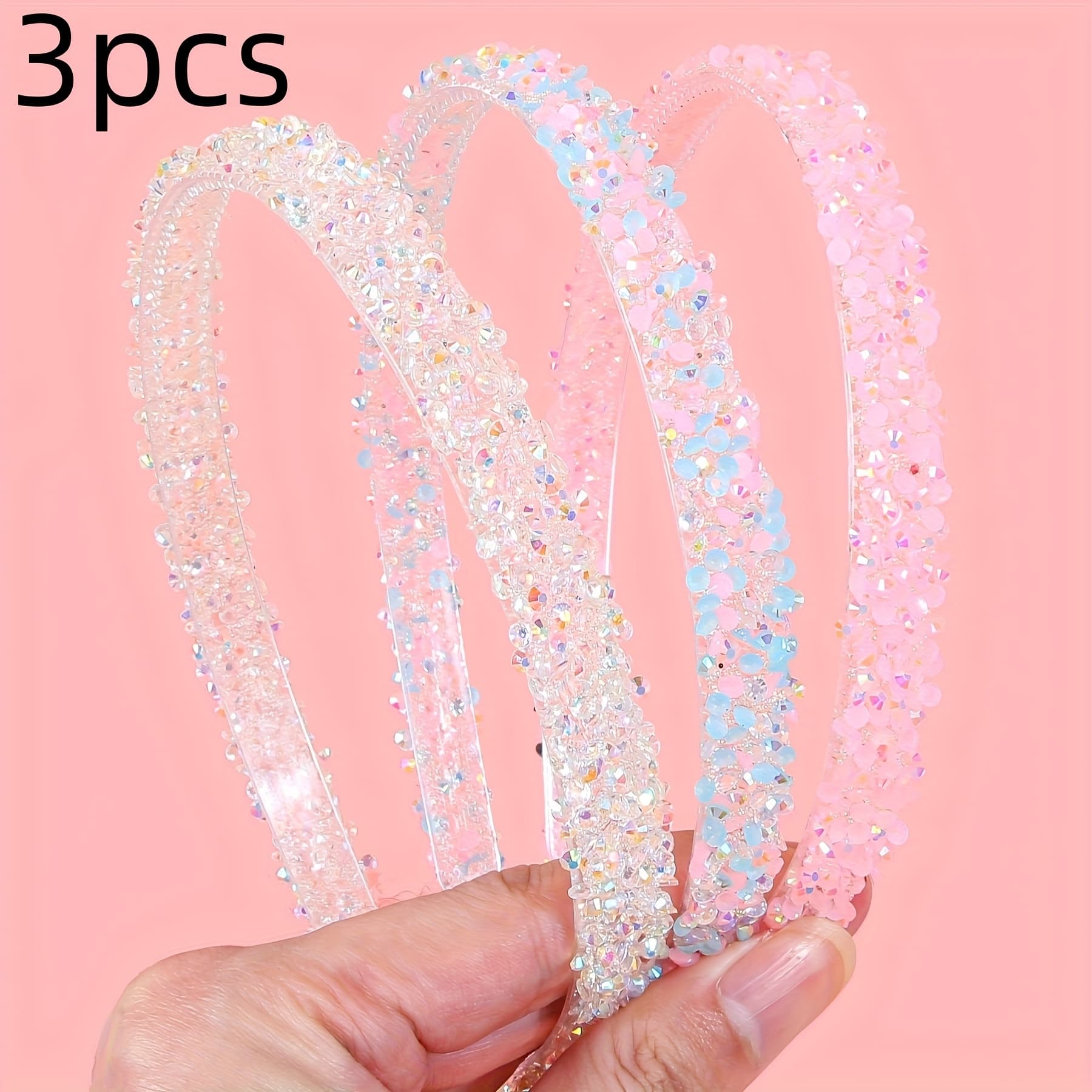 TEMU 3 Shiny Headbands For Women, Easy Plastic Headbands, Hair Bands, Holiday Party Hair Additions
