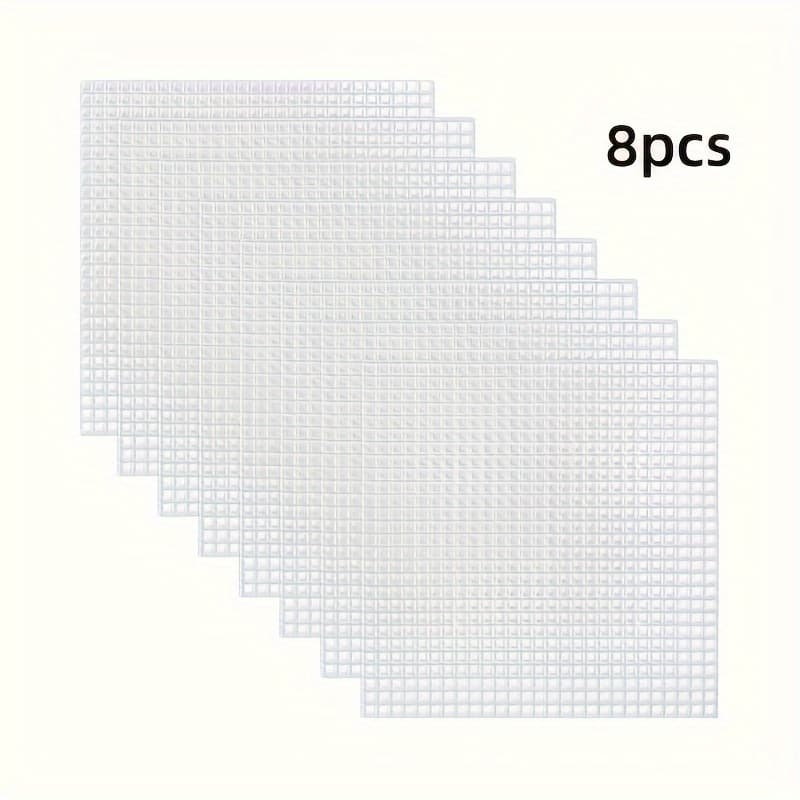 TEMU 8pcs White Plastic Mesh Canvas Sheets For Embroidery, Knitting & Crochet Crafts