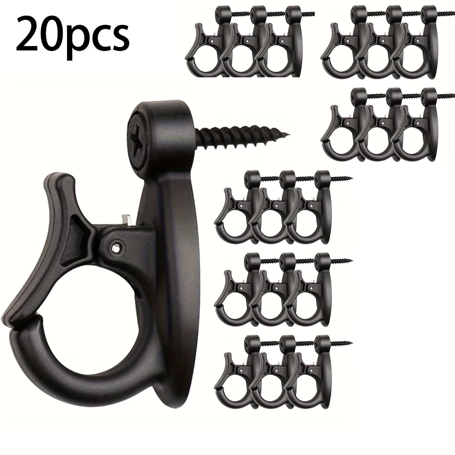 TEMU 10pcs/20pcs Versatile Screw-in Hook For Hanging Lights, Plants, And Wind Chimes - Black