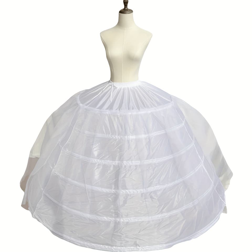 TEMU 6 Hoops + 1 Tulle Crinoline Steel Boned Wedding Petticoat | , And Spandex, Hand Wash Only