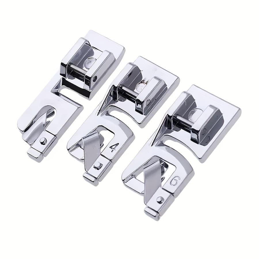TEMU 3pcs Rolled Hem Presser Foot Set, 3mm/4mm/6mm Sizes - Fit For Brother & Home Sewing Machines