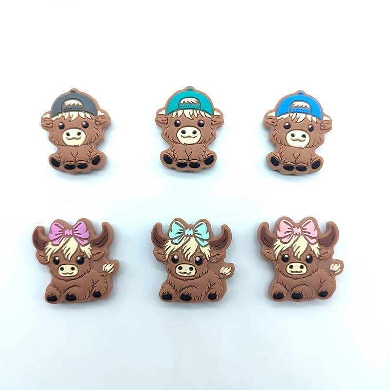 TEMU Set Of 6 Silicone Beads In Of Cows, Perfect For Your Own Jewelry, , Holiday Presents, And Gifts For Women